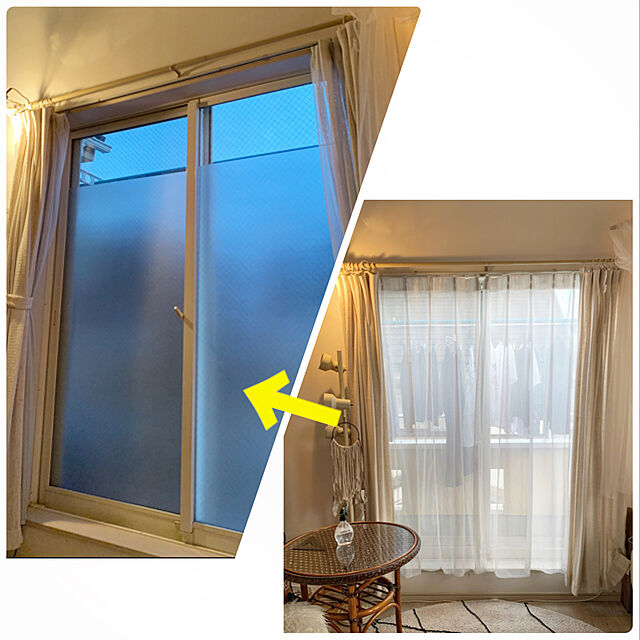 bowbowcoのDUOFIRE-DUOFIRE 窓 めかくしシート 窓用フィルム すりガラス調 ガラスフィルム 水で貼る 貼り直し可能目隠しシート 断熱遮熱シート UVカット 艶消し白い色 DS001W (0.443M X 2M)の家具・インテリア写真