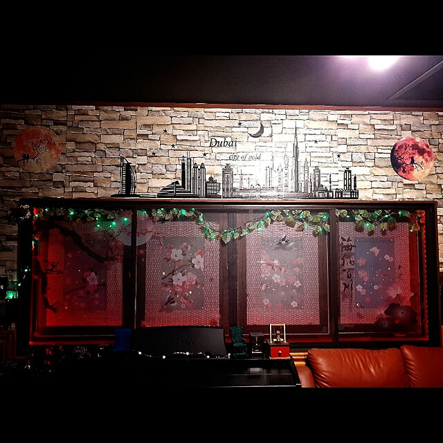 kiraの-ドバイシティ蛍光ウォールステッカー夜光グロー暗闇で光る夜ビニール取り外し可能な壁画家の装飾デカールの家具・インテリア写真