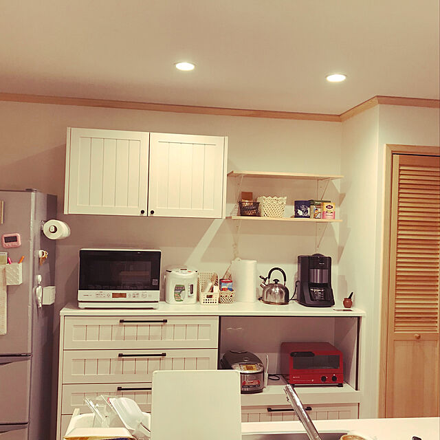 miwa1022の-ウッドワン 無垢の木の収納 カップボード上プラン FN-002 キッチンまわり 家事室 パイン オーク メープル ウォールナット システム収納 WOODONEの家具・インテリア写真