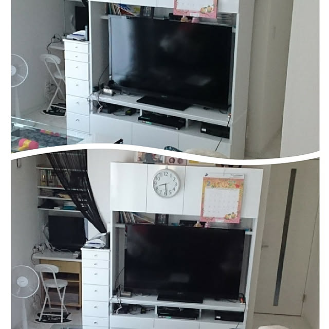 写真付きレビュー】ニトリ テレビボードセット(ポルテWH TVボード