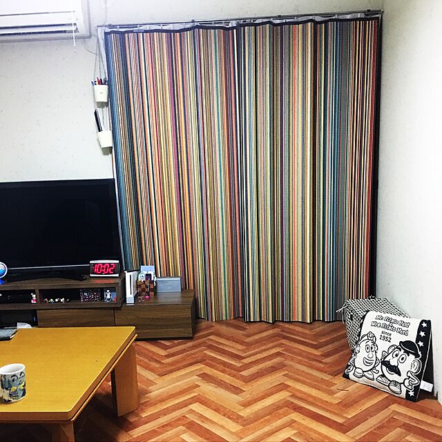 yuririnnnnnの-マルチカラー竹カーテン　マルチストライプ色幅100x丈200cm　2枚組の家具・インテリア写真
