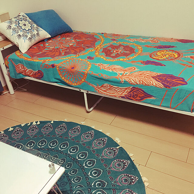 ASUKAの-Baibu （バイブ）フラワー　背当て クッションカバー サガラ刺繍 抱き枕カバー 45×45cm 柄1 ブルー 2枚入の家具・インテリア写真