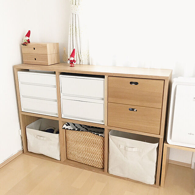 fumiの無印良品-スタッキングシェルフセット・３段×２列・オーク材の家具・インテリア写真