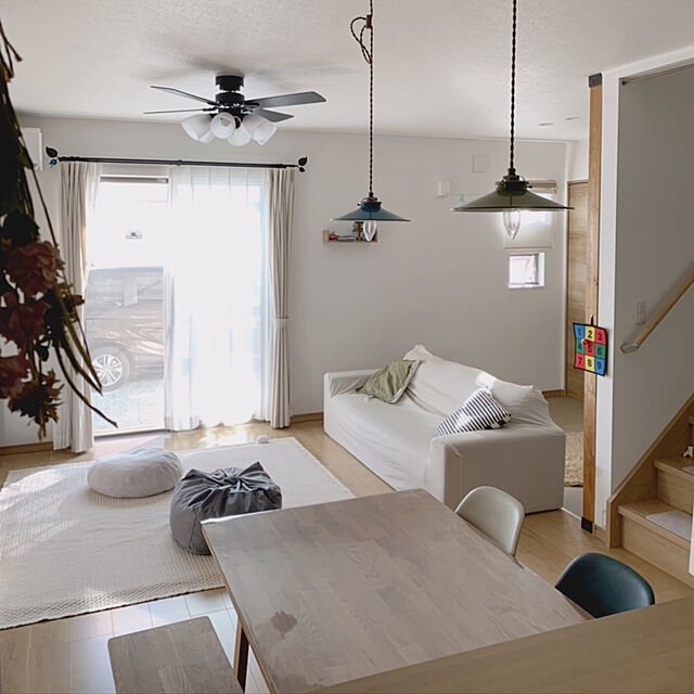 me_moのニトリ-ビーズソファカバー 標準(ソリッド2GY) の家具・インテリア写真