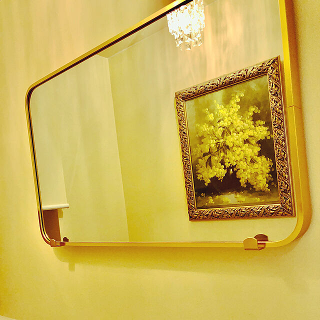 yuko25のHiCycle2-HiCycle2ミラー 鏡 壁掛け ミラー 飛散防止加工 ウォールミラー おしゃれ アルミフレーム 高精細 浴室 鏡 壁掛け鏡 化粧鏡 洗面鏡 玄関 (長方形50.8*40.6cm, ゴールド)の家具・インテリア写真