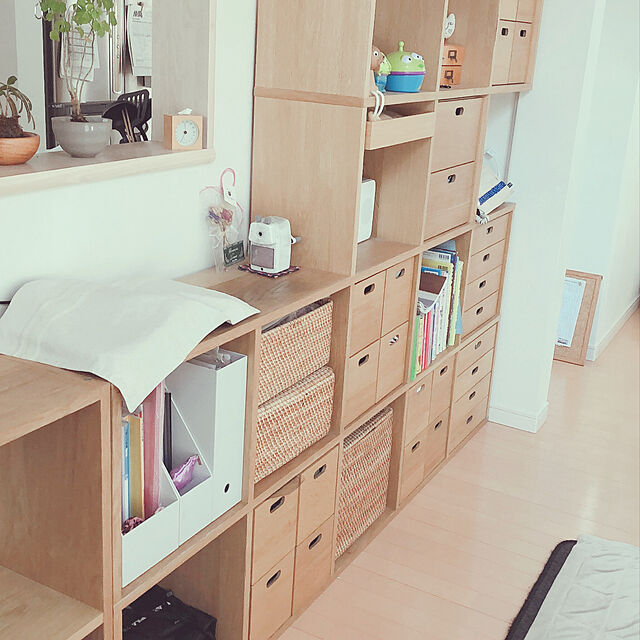 Makikoの無印良品-スタッキングシェルフ用トレー・オーク材の家具・インテリア写真
