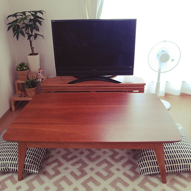 makikoの-天然木チェリー材 北欧デザインこたつテーブル 【Milkki】ミルッキ 長方形(120×80) チェリーブラウンの家具・インテリア写真