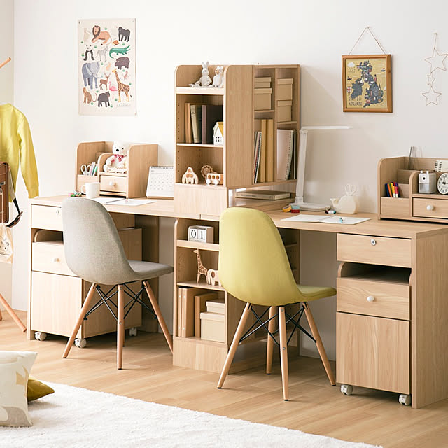 写真付きレビュー 学習机 ツインデスク シンプル 学習デスク おしゃれ 幅240cm リビング学習 ナチュラル 北欧 子供用 子供向け 子供部屋 キッズ収納 送料無料 コンパクト スリム ランドセル置きの通販商品 口コミ情報 Roomclipショッピング