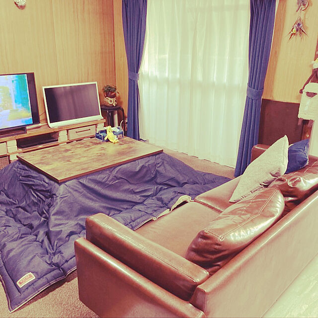 miiaのニトリ-こたつ+ローソファセット（フロットC120ヴィンテージBR/ノーザン3 GY) の家具・インテリア写真