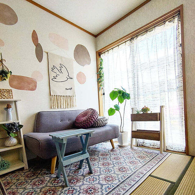 YUKKIのニトリ-円形クッション(ダリア2 BE) の家具・インテリア写真