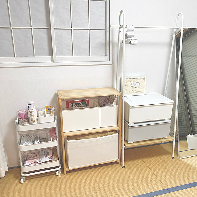 natsumiのニトリ-高さ調節ができるスチールワゴン トロリ2(ホワイト) の家具・インテリア写真
