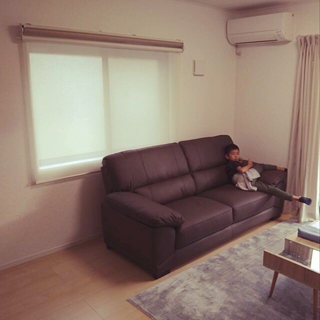 Atsukoのニトリ-3人用本革ソファ (ウォール3KD 革C1DBR) の家具・インテリア写真