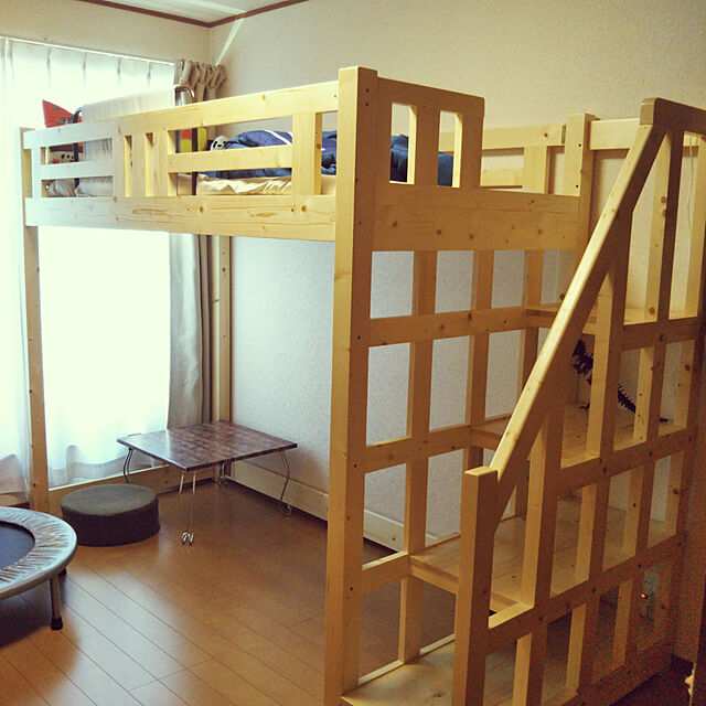kooooo7kaaaaaのニトリ-お部屋広々、昇降楽々階段付きオール天然パイン材ロフトベッド(S NA) の家具・インテリア写真