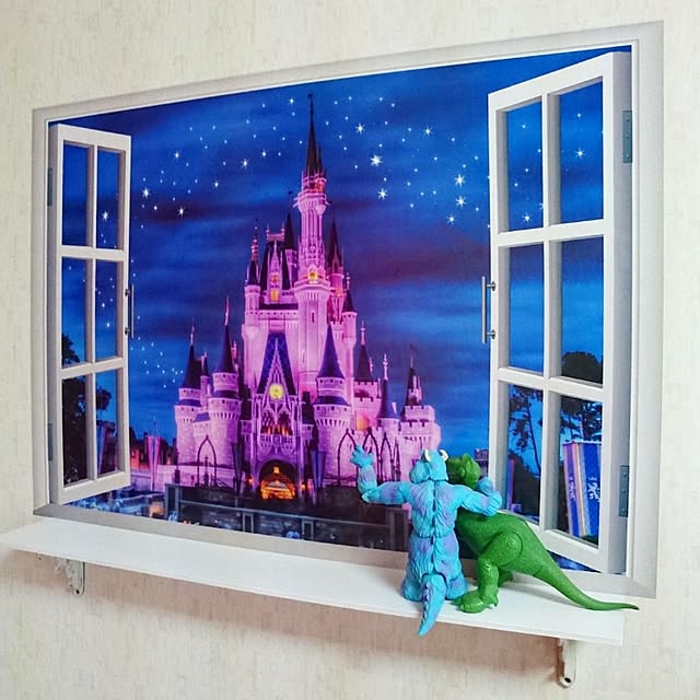 minaminaの-【ディズニ—　プリンセス　シンデレラ城 ウインドタイプ】 Disney　Princess 　Disney castles ウォールステッカー ウォール ステッカー ポスター シール 北欧 激安 貼って はがせる 壁紙 壁シール 子供部屋【CGの家具・インテリア写真