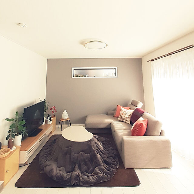 suzuのニトリ-布張りカウチソファ(NポケットA1N LO DR-BE) の家具・インテリア写真