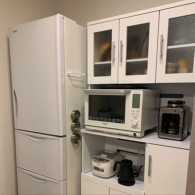 remaroomの-ホワイト食器棚　パスタキッチンボード　キッチン収納　おしゃれ　幅90cm×高さ180cmタイプ　PST-1890WHの家具・インテリア写真
