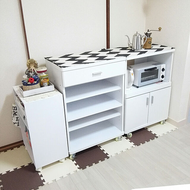 faunの山善-山善(YAMAZEN) ベリーベリーキッチン ミニカウンター(幅60) レンジ台タイプ ホワイト FEK-C8560MRE(WH)の家具・インテリア写真