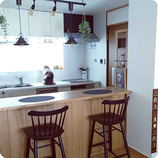 +CHIHARU+の佐藤産業-キッチンラック 木製 収納  棚 北欧 ラック キッチン キッチンボード 有孔ボード レンジ台 家電 食器棚 ハイタイプ 幅60 ラフィカの家具・インテリア写真