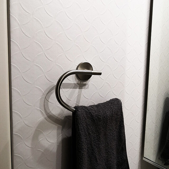 keikoの-BISK(ビスク) VIRGINIA タオルリング シルバー タオル幅約19cm (ZnAlステンレス合金/サテンニッケル/つや消し仕上げ) 壁掛け ネジ付属 タオル掛け タオルハンガー ステンレス おしゃれ トイレ 石膏ボード 洗面所の家具・インテリア写真