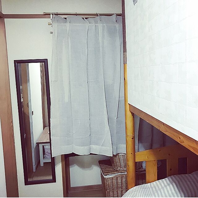 emiの無印良品-オーガニックコットン洗いざらし掛ふとんカバー・Ｓ／生成 Ｓ／ベージュチェックの家具・インテリア写真