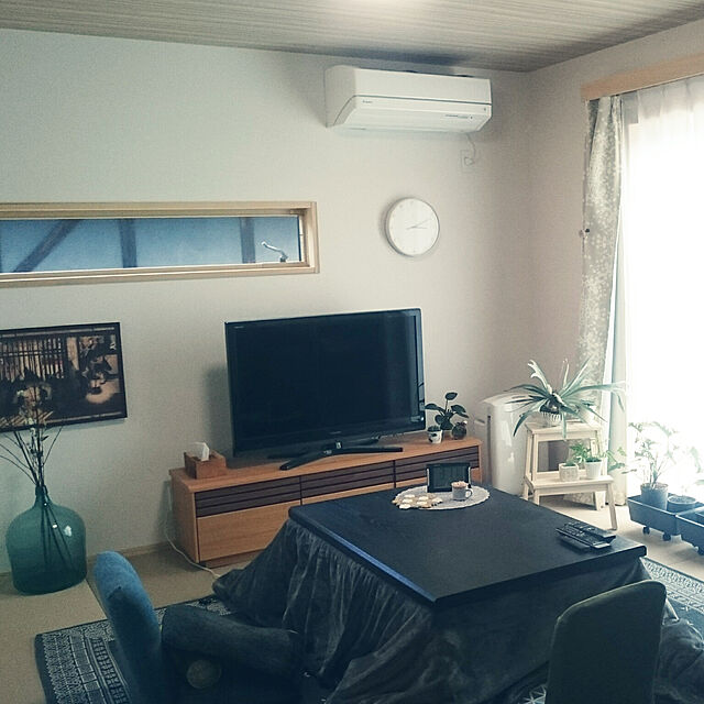 chocococoaのニトリ-ストレッチ座椅子カバー(モク BL) の家具・インテリア写真
