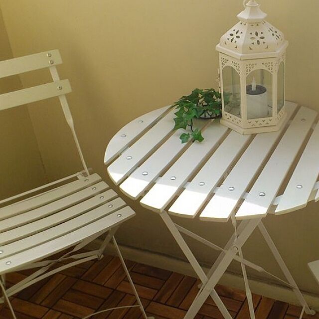 JJPROHOMEの-おしゃれガーデンテーブル＆チェアセット(白)【商品注意あり】の家具・インテリア写真
