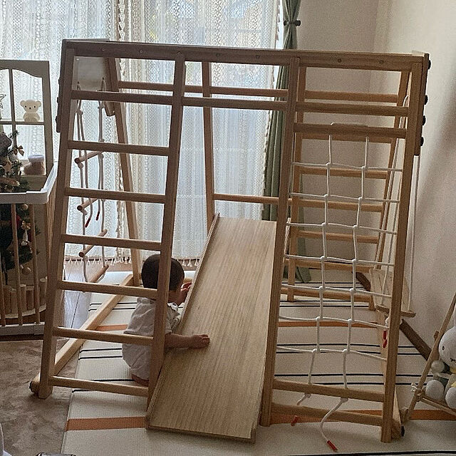 do__llllのOSJ-ジャングルジム 天然木 すべり台 ブランコ 滑り台 折りたたみ コンパクト 大型遊具 室内遊具 屋外遊具 幼児 子供 誕生日 プレゼントの家具・インテリア写真