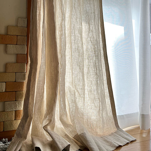 emiのKOSMU-リネンカーテン（幅200㎝・リップルハーフタイプ・2枚組両開き）＿Seashell（シーシェル）オーダーカーテンの家具・インテリア写真