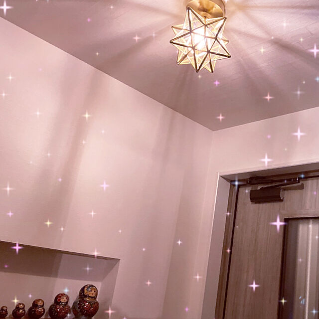 ma-shaの-シーリングライト ガラス星形 星型 金枠ガラス1灯 E26口金 LED対応 子供部屋  おしゃれ モダン 北欧 洋風 レトロ  (クリア　引っ掛けシーリング式)の家具・インテリア写真