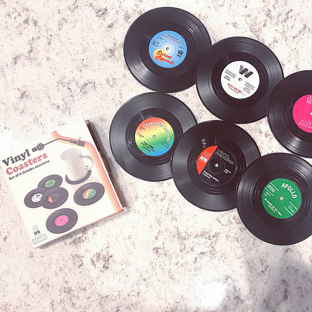 kumanokotaroの-Vinyl Coasters set of 6 drink coasters レコードコースター 6枚セットの家具・インテリア写真