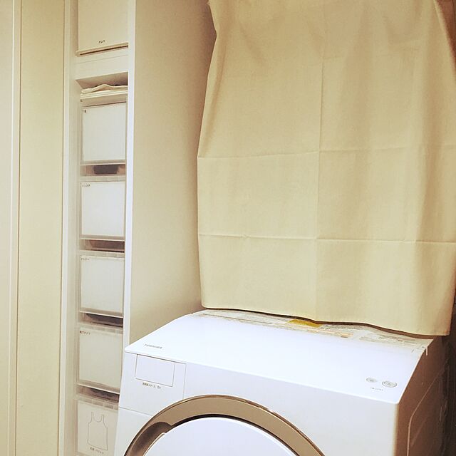 Natsukiの-防水パンにおさまる。省スペース洗濯機ラック 標準タイプ・棚3段・カーテン付きの家具・インテリア写真