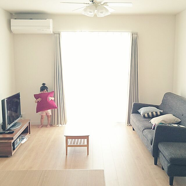 mameのニトリ-クッションカバー(ボーダーRE) の家具・インテリア写真