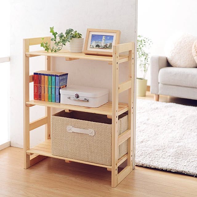 ガーデンガーデン アイアン*ウッド ディスプレイラック スリムタイプ3段 幅86cm×奥行28cm×高さ81cm パイン材 オイル仕上げ P