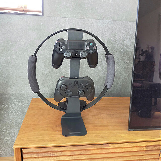 hm_myhomeの吉川優品-川の信芸 ゲームコントローラー収納ラック ゲーム機スタンド マグネットフック付き ブラックの家具・インテリア写真
