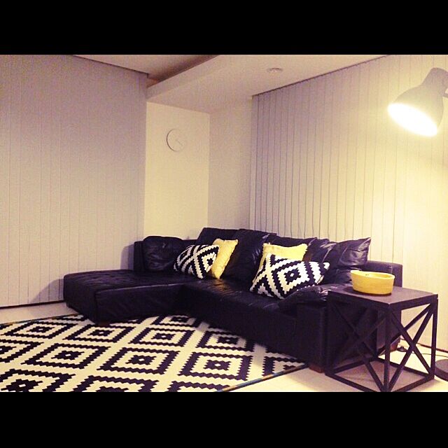 MATYのIKEA (イケア)-IKEA(イケア) LAPPLJUNG RUTA ラグ パイル短 ホワイト ブラックの家具・インテリア写真