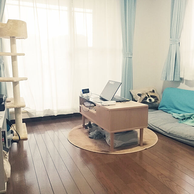 mochiのニトリ-遮光2級カーテン(スロウ ターコイズブルー 100X190X2) の家具・インテリア写真