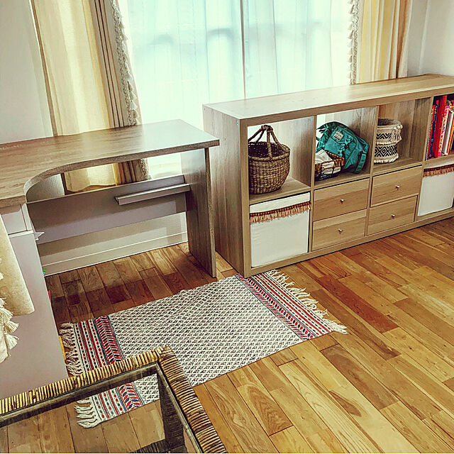 ma...sのニトリ-既製カーテン(トリム ベージュ 100X110X2) 2枚 両開き の家具・インテリア写真