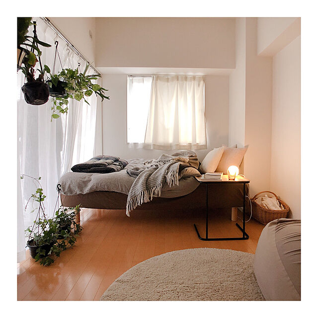 warashibeの無印良品-ポリエステルスラブボイルプリーツカーテン／オフ白の家具・インテリア写真