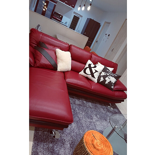Meguのニトリ-本革カウチソファ(ロゾ4 RED L ホンカワ) の家具・インテリア写真