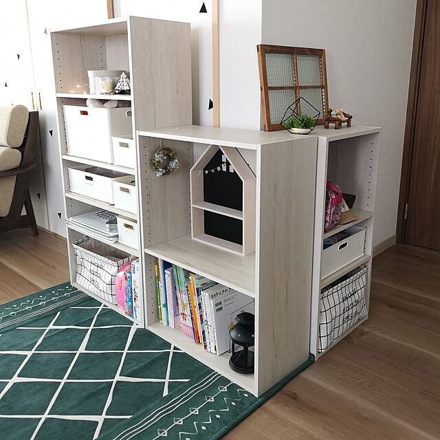 kanaのニトリ-簡単組立て Nクリック ボックス ワイド3段(ホワイトウォッシュ) の家具・インテリア写真