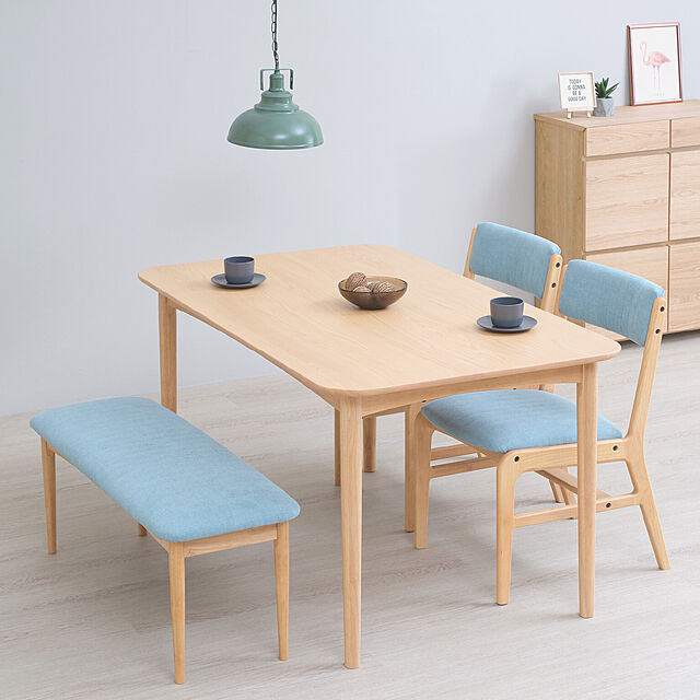 isseiki_furnitureの-ダイニングチェア 食卓用 チェア 椅子 ダイニング 木製 幅44 奥行52 高さ77 座高 4人掛け 無垢 ミディアムブラウン ライトブルー キルティング シンプル おしゃれ 脚 北欧風 カフェチェア 品質保証 ISSEIKI ONDO 101-02274の家具・インテリア写真