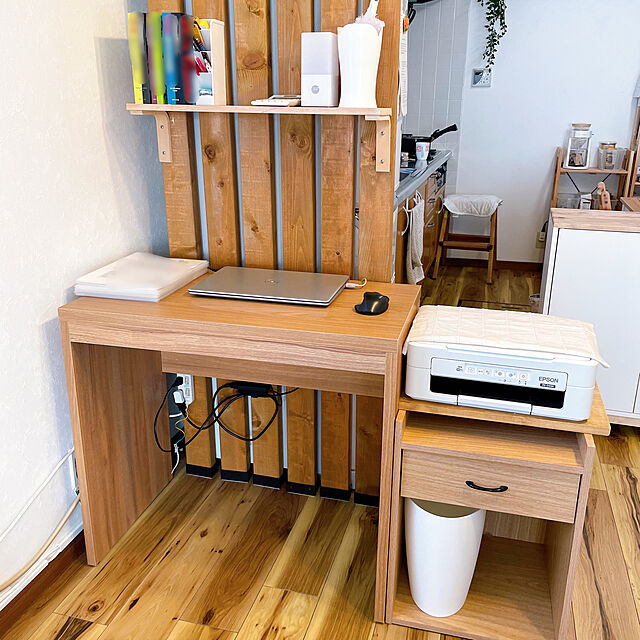 Fumiの佐藤産業-デスク パソコンデスク 80幅 北欧 コンパクト スリム シンプル 木製 一人暮らし ブラウン TIFFY ティフィーの家具・インテリア写真