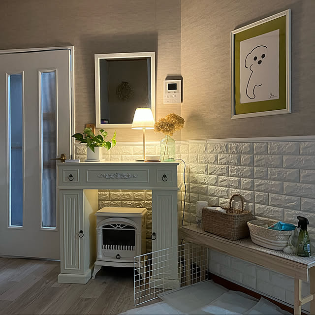 リーナマントルピース ニトリ 収納付きマントルピース アイボリー