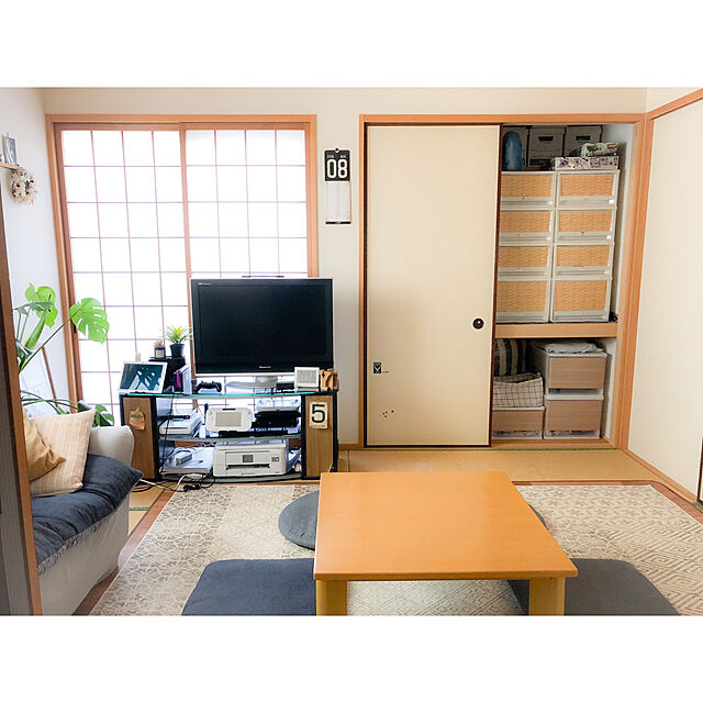 nico.のニトリ-肘付ストレッチソファカバー(テクス GY 2人掛け用) の家具・インテリア写真