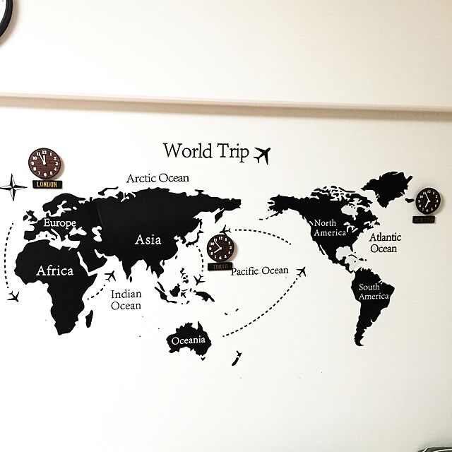M.T.mikio-dethの-ＮＳＤ　ウォールステッカー 世界地図 壁紙 map of the world ウォールペーパー 　見本図付きの家具・インテリア写真