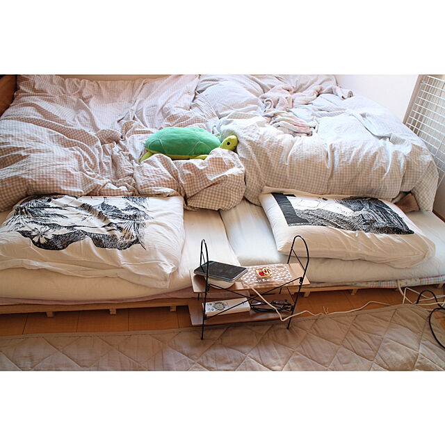 yumiの無印良品-綿洗いざらし掛ふとんカバー・Ｓ／グレーチェック Ｓ／グレーチェックの家具・インテリア写真