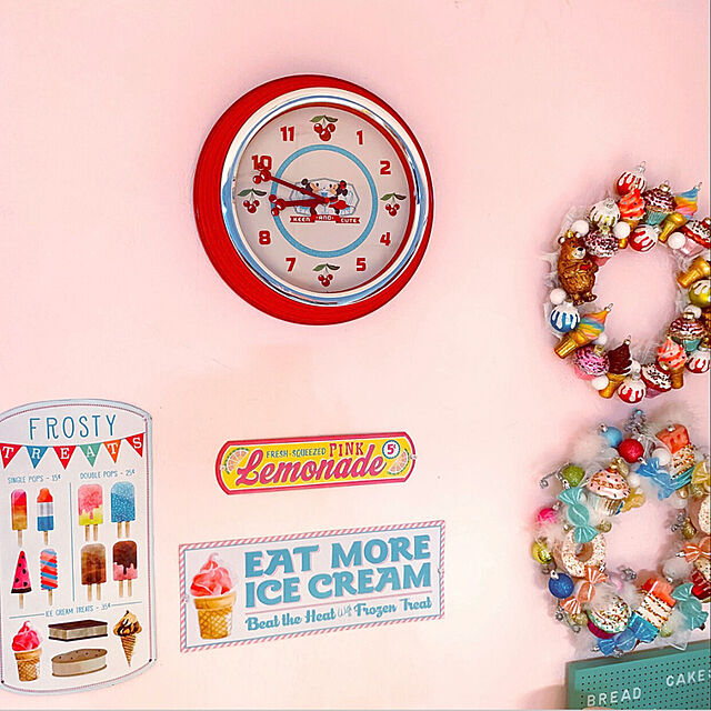 Kozuの-ミッキー&amp;ミニー ソーダショップ チェリー 壁掛け時計 ラージサイズ クロック KEEN-AND-CUTE Mickey &amp; Minnie Soda Shop Wall Clockの家具・インテリア写真