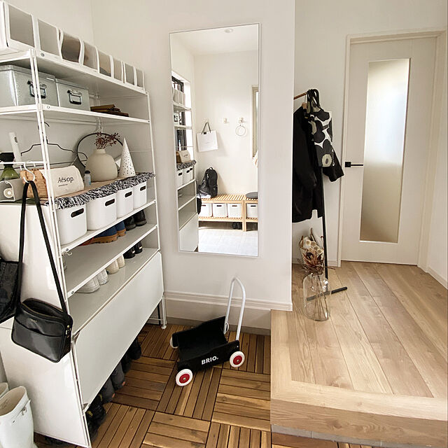 tomimiの無印良品-スチールユニットシェルフ・スチール棚セット・ワイド・大・ライトグレーの家具・インテリア写真