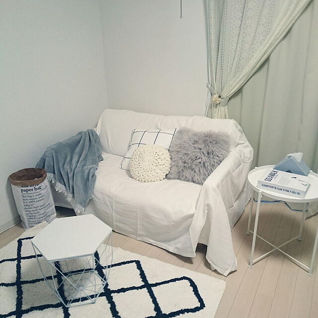 micchiの無印良品-綿帆布ソファ本体スリムアーム用カバー／生成の家具・インテリア写真
