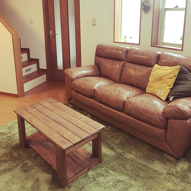 nomunomuのニトリ-3人用本革ソファ(シグナKD LBR) の家具・インテリア写真
